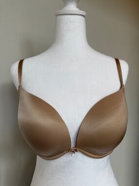 Victoria's Secret Satin Nude Plunge Bra 34DD